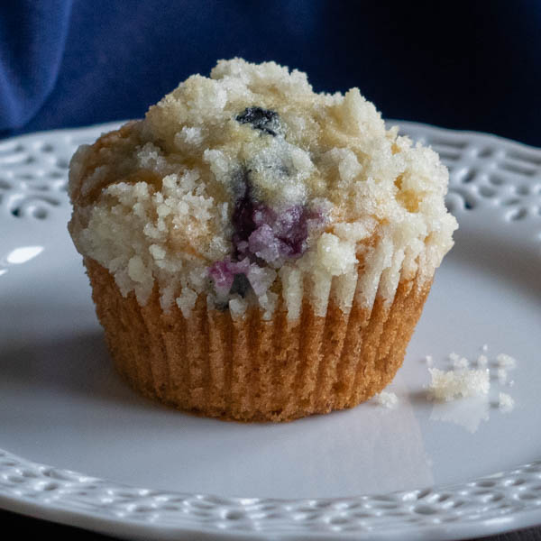 Banana Blueberry Muffin on a white plate