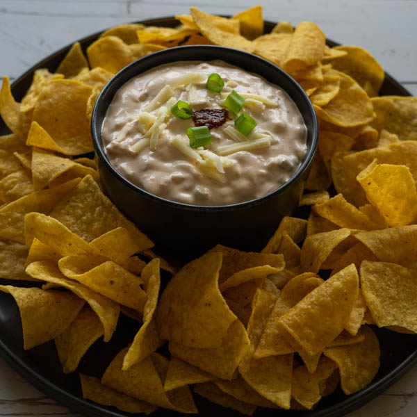 Chipotle Dip with green onions and cheese